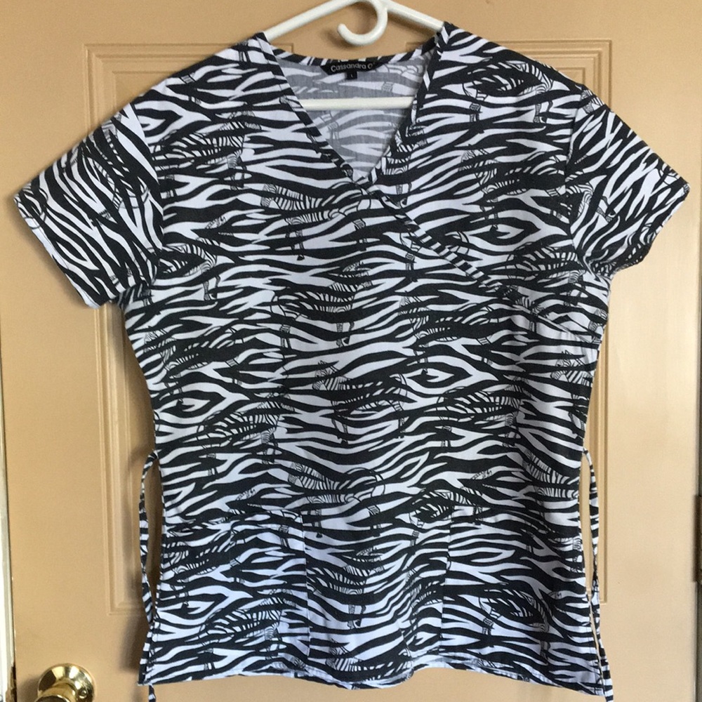 Scrub Top with Zebra Design
